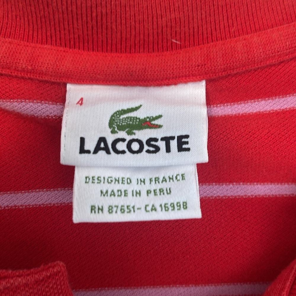 Lacoste Striped Polo – Bold & Classic. 20” pit to pit - Picture 2 of 3